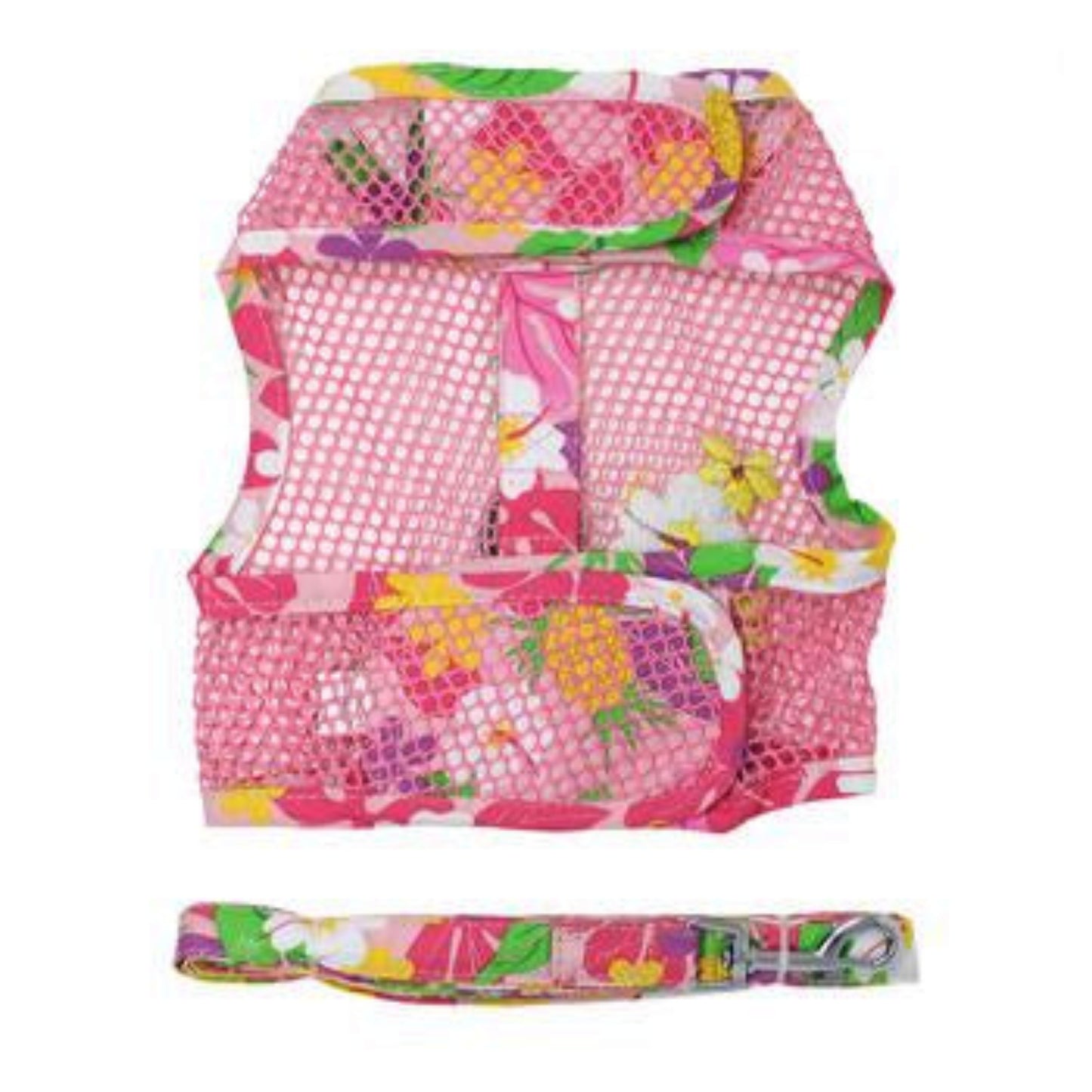 Cool Mesh Dog Harness Pink Hawaiian Floral