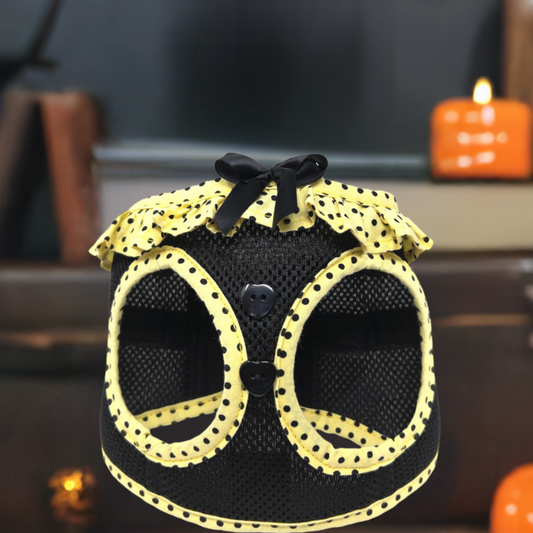American River Choke Free Dog Harness Polka Dot-Yellow & Black Polka Dot 78577