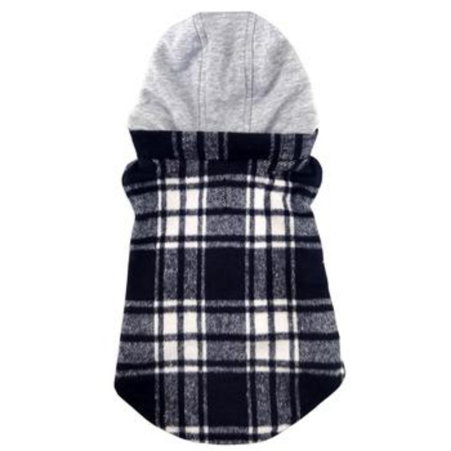 Weekender Dog Sweatshirt Hoodie - Black & White Plaid Flannel 78573