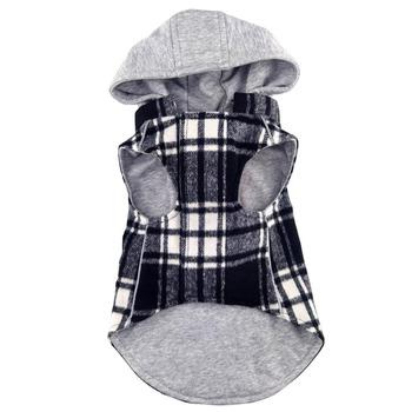 Weekender Dog Sweatshirt Hoodie - Black & White Plaid Flannel 78573