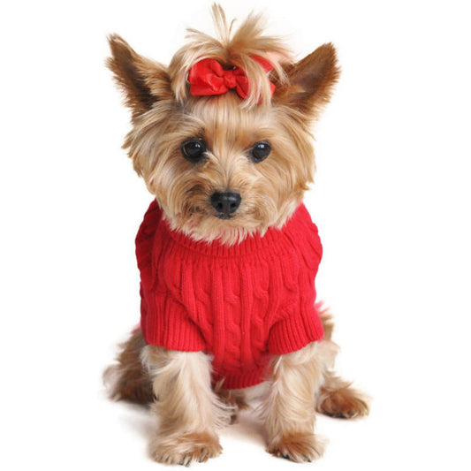 Combed Cotton Cable Knit Dog Sweater 68236