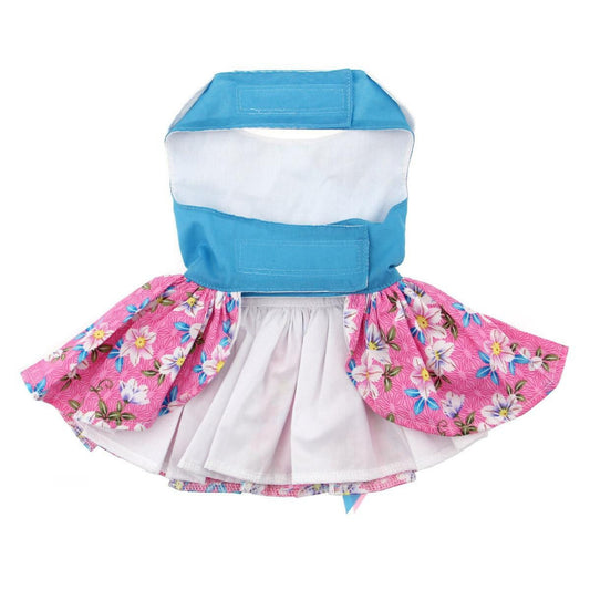 Pink and Blue Plumeria Dog Harness Dress by Doggie Design 70885 Spring Dress