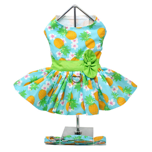 Pineapple Luau Dog Harness Dress with Matching LeashDD# 73384