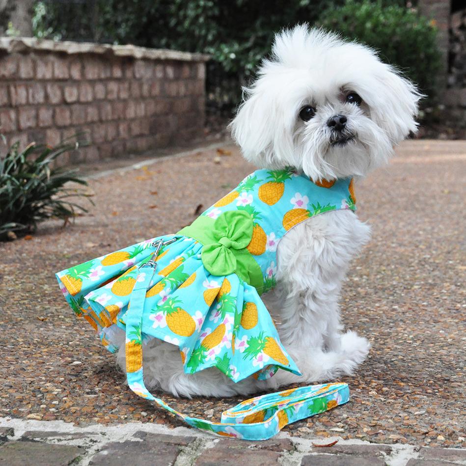 Pineapple Luau Dog Harness Dress with Matching LeashDD# 73384