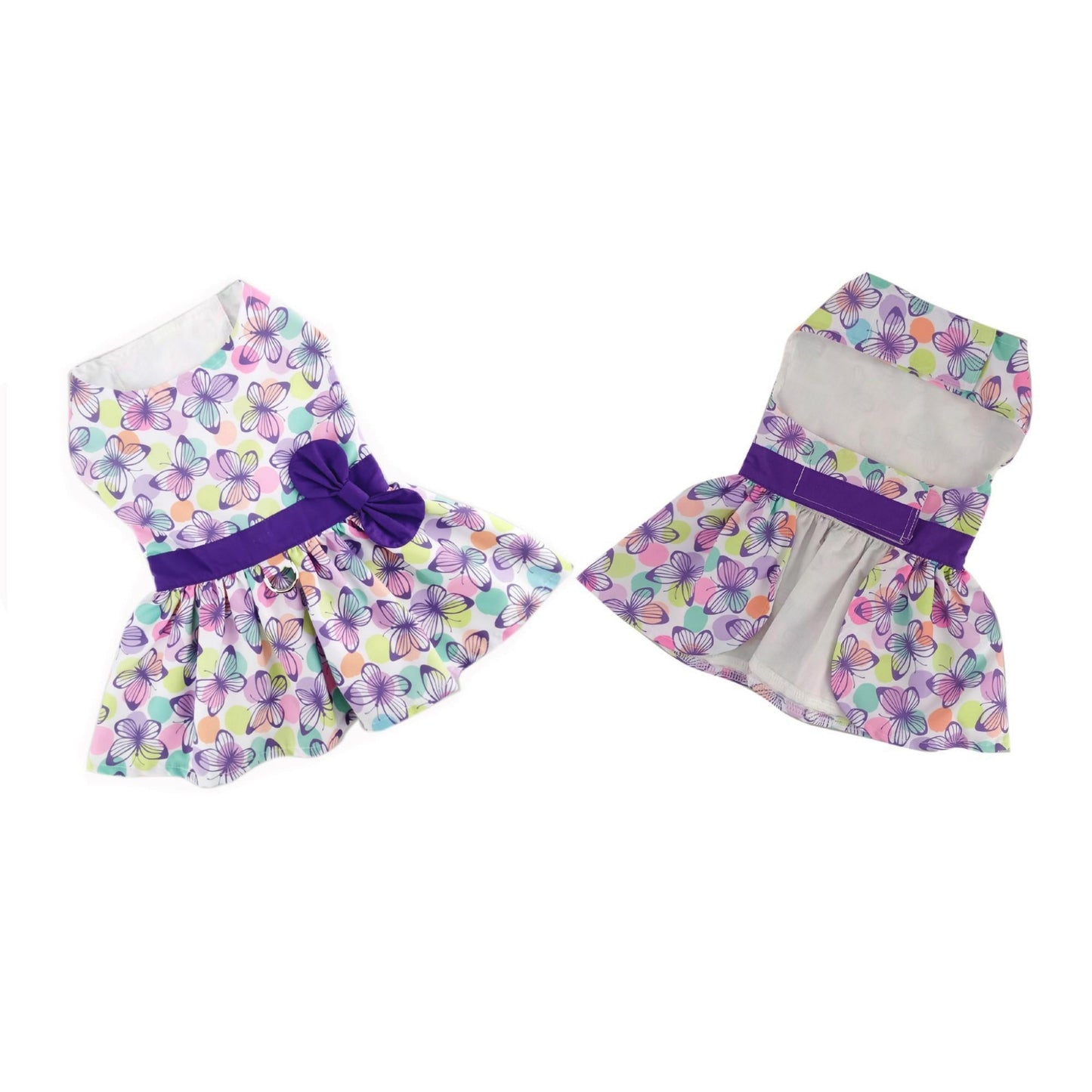 We're all a-flutter over this Purple Butterfly dress! Lovely lavender butterflies cover multi-colored polka dots on this darling spring dress
