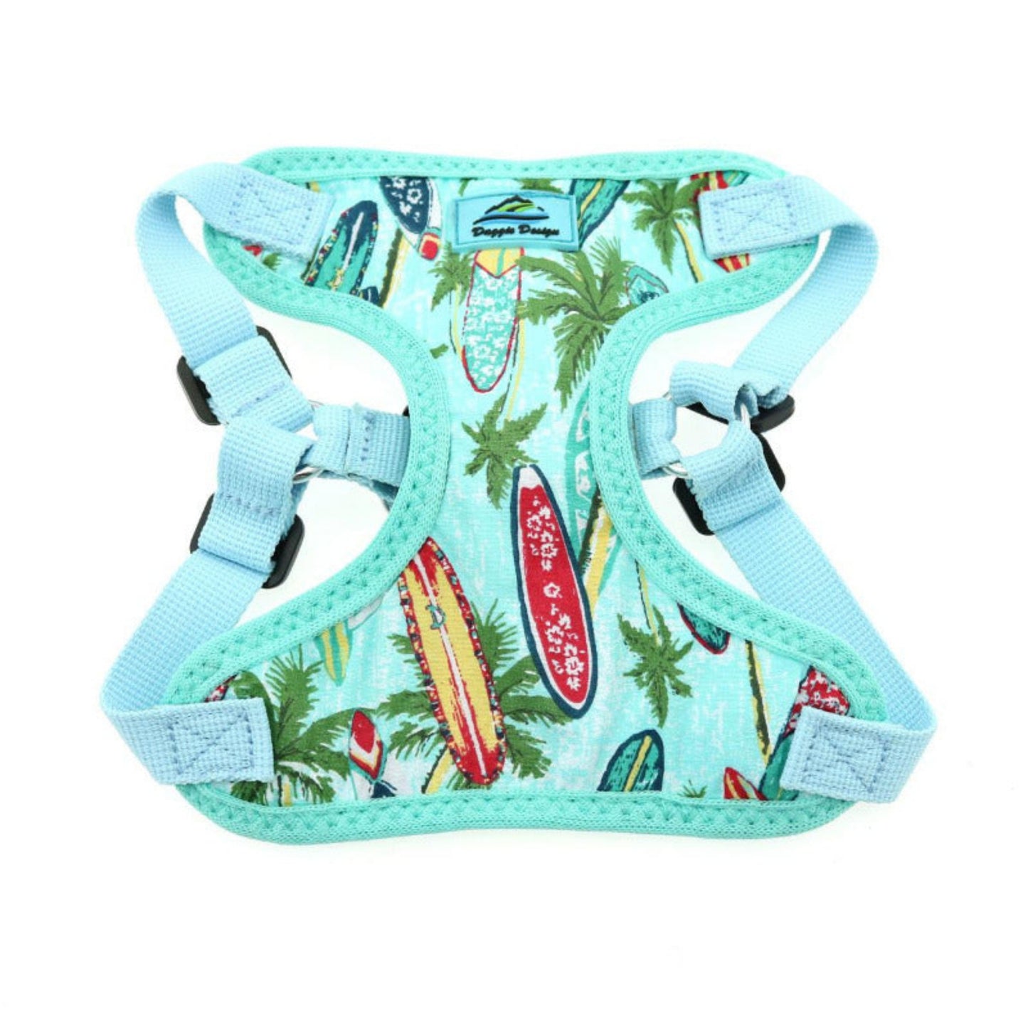 Doggie Design Wrap and Snap Choke Free Dog Harness - Surfboards and Palms 66875