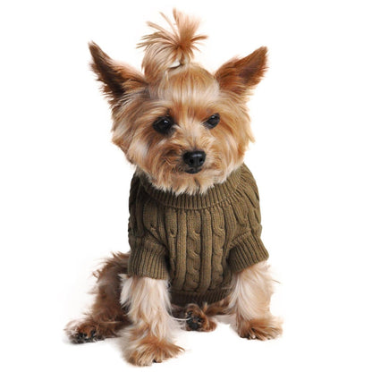 Combed Cotton Cable Knit Dog Sweater 68237