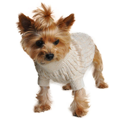 Combed Cotton Cable Knit Dog Sweater 68238