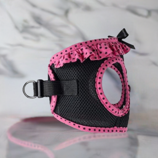 American River Choke Free Dog Harness-Hot Pink and Black Polka Dot 78491