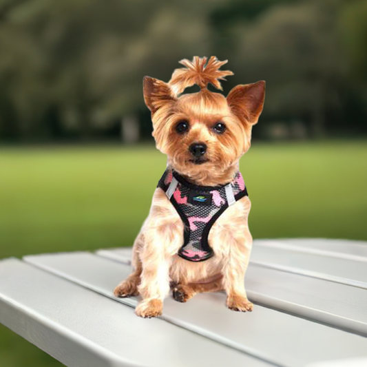 American River Camo Choke Free Dog Harness by doggie design - Pink  60945