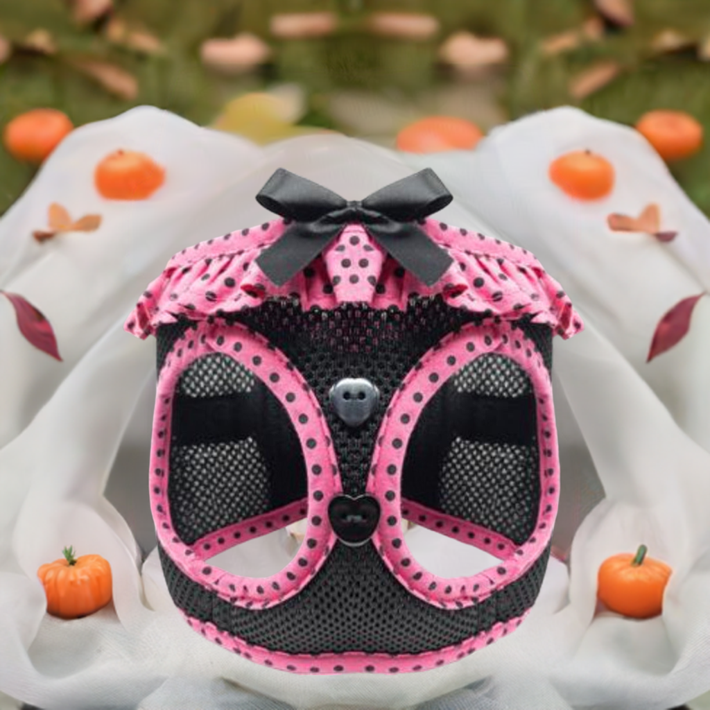 American River Choke Free Dog Harness-Hot Pink and Black Polka Dot 78491