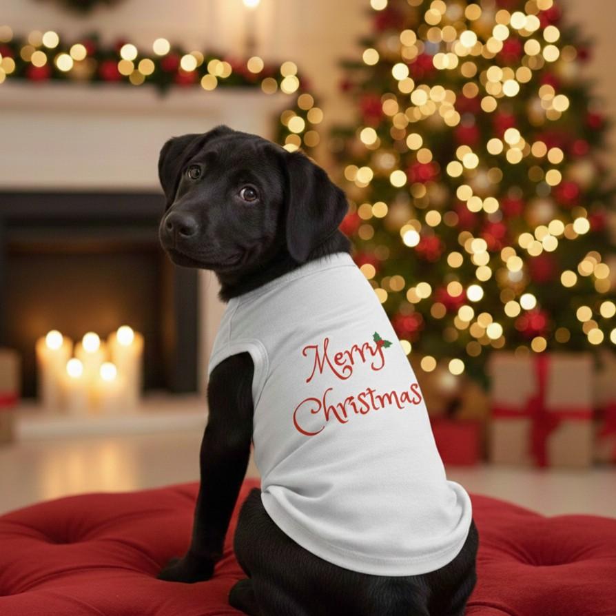 Merry Christmas Dog Shirt - White  78722