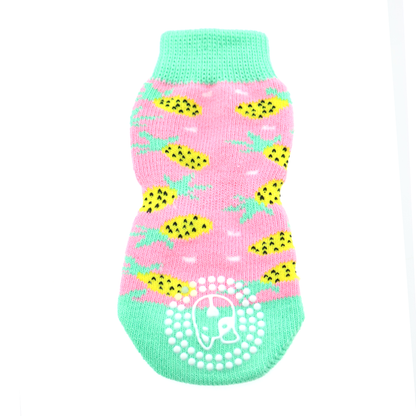 Non-Skid Dog Socks - Pink Pineapple 66861