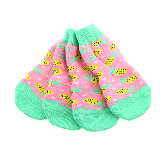 Non-Skid Dog Socks - Pink Pineapple 66861