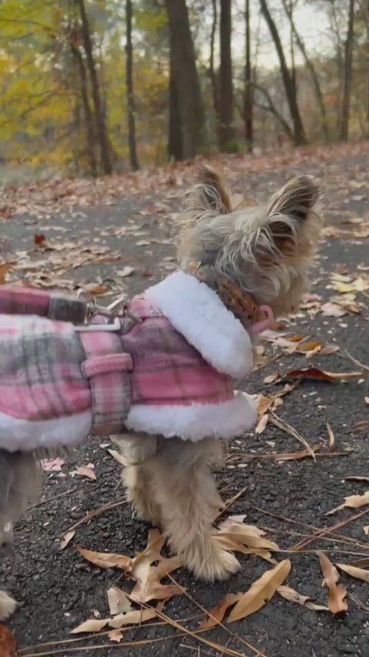 Doggie Design Pink Plaid Fur-Trimmed Dog Harness Coat-61887 (Copy)