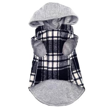 Weekender Dog Sweatshirt Hoodie - Black & White Plaid Flannel DD78573