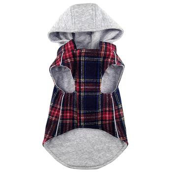 Weekender Dog Sweatshirt Hoodie - Red & Black Plaid Flannel DD78574