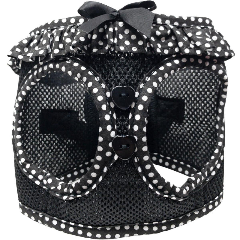 American River Choke Free Dog Harness Polka Dot Collection - Black and White Polka Dot