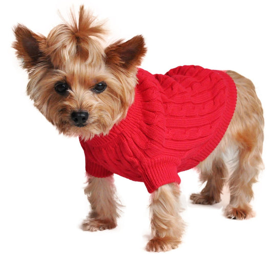 Combed Cotton Cable Knit Dog Sweater 68236