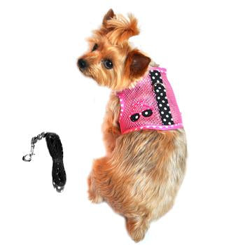 Cool Mesh Dog Harness Under the Sea Collection - Sunglasses Pink and Black Polka Dot 63352