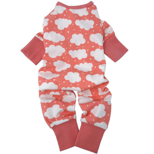 Doggie Design cuddlepup dog pajamas fluffy clouds/coral  78521