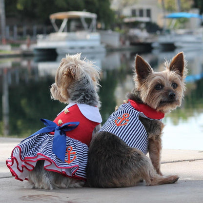 Doggie Design Red White and Blue Sailor Girl Dog Harness Dress 70888 Spring Dress