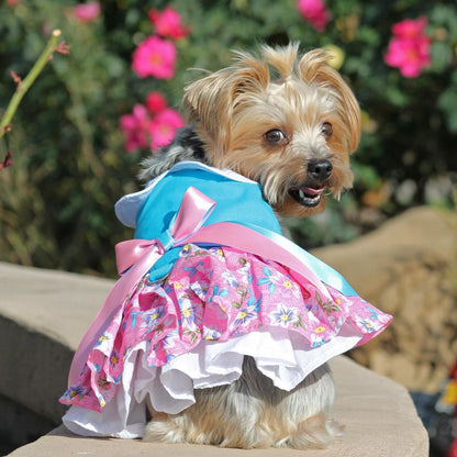 Pink and Blue Plumeria Dog Harness Dress by Doggie Design  70885  Spring Dress