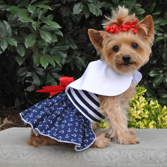 Doggie Design Nautical Dog Dress with Matching Leash 66885