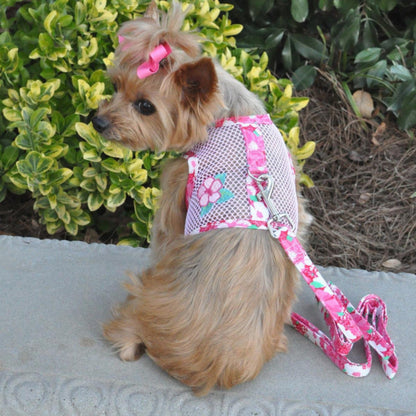 Cool Mesh Dog Harness Hibiscus Pink