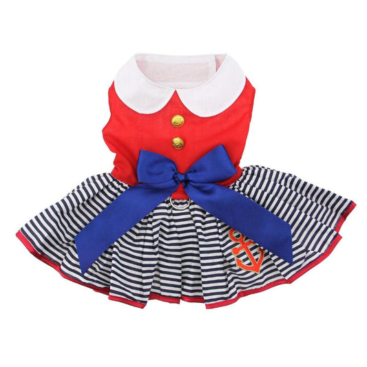 Doggie Design Red White and Blue Sailor Girl Dog Harness Dress 70888 Spring Dress