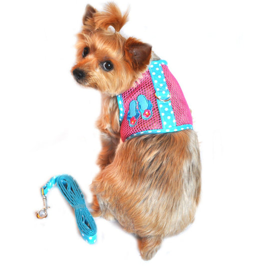 Cool Mesh Dog Harness Under the Sea Collection - Pink and Blue Flip Flops 63350