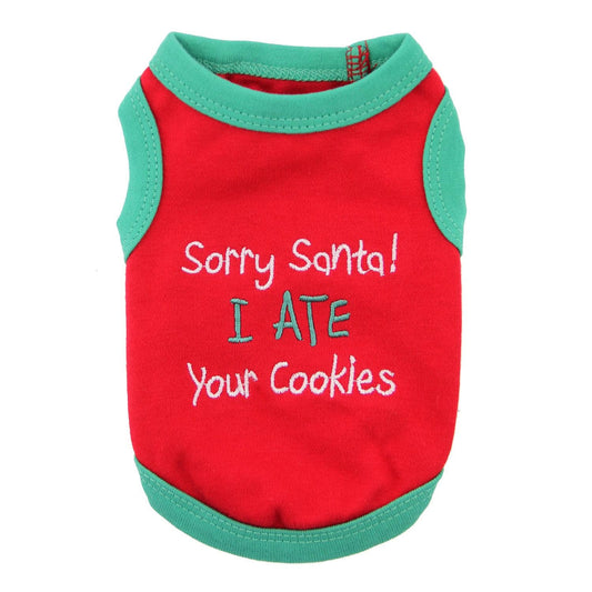 Sorry Santa Holiday Dog Tank by Parisian Pet - Red  66384