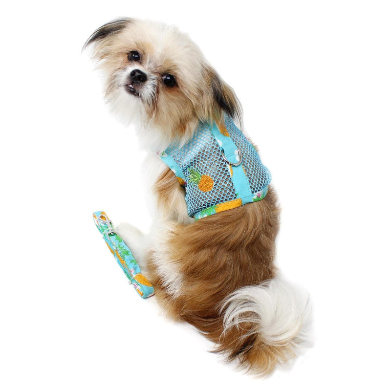 Doggie Design Cool Mesh Dog Harness with Leash - Pineapple Luau 73378