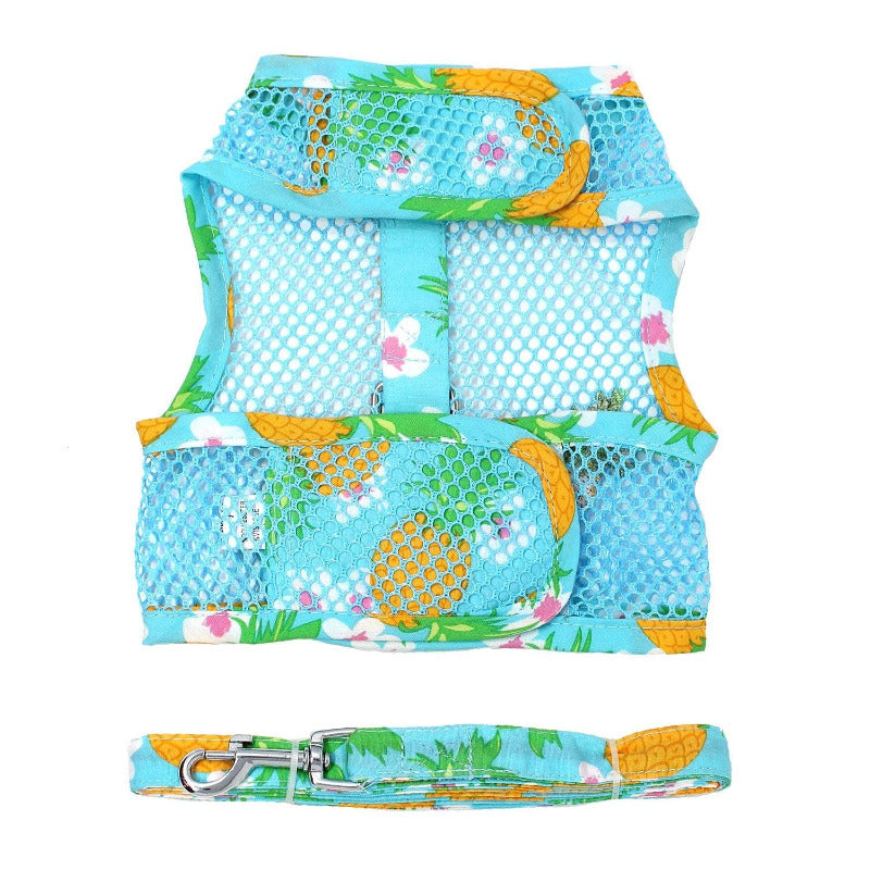 Doggie Design Cool Mesh Dog Harness with Leash - Pineapple Luau 73378