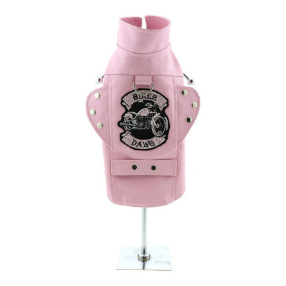 Biker Dawg Motorcycle Dog Jacket - Pink-66932