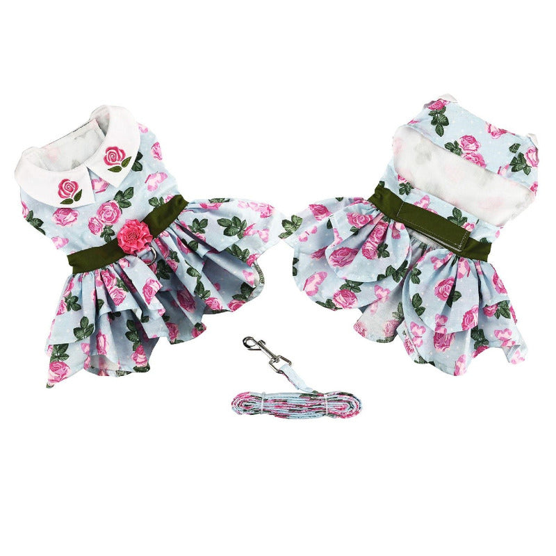 Doggie Design Pink Rose Harness Dress with Matching Leash 78467