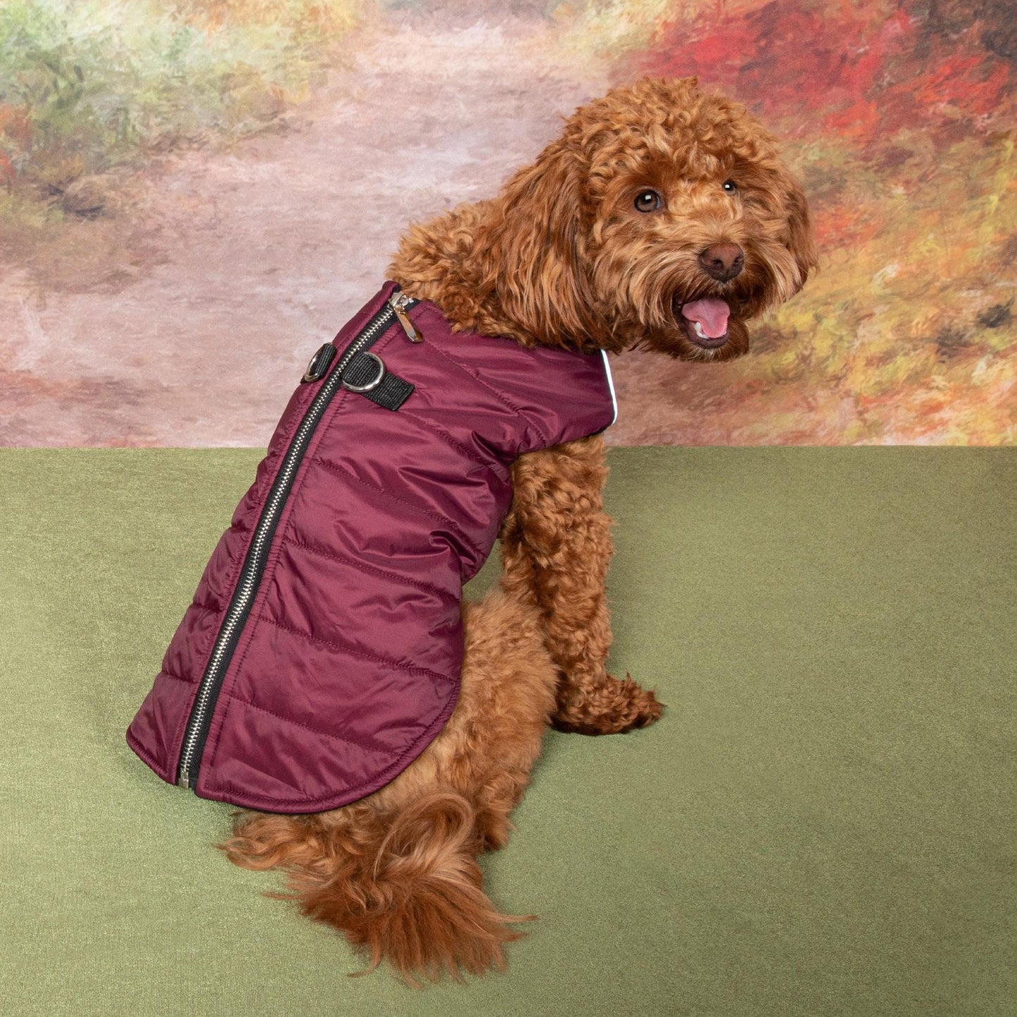 Zip-up Dog Puffer Vest - Burgundy DD-78539