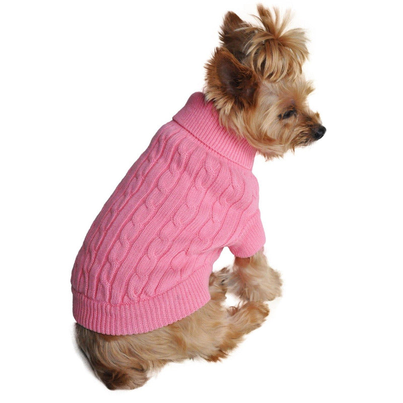 Combed Cotton Cable Knit Dog Sweater 68239