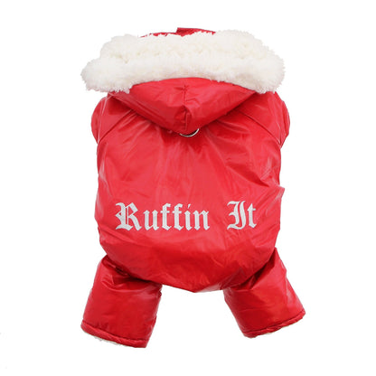 Red Ruffin It Dog Snowsuit Harness 64943