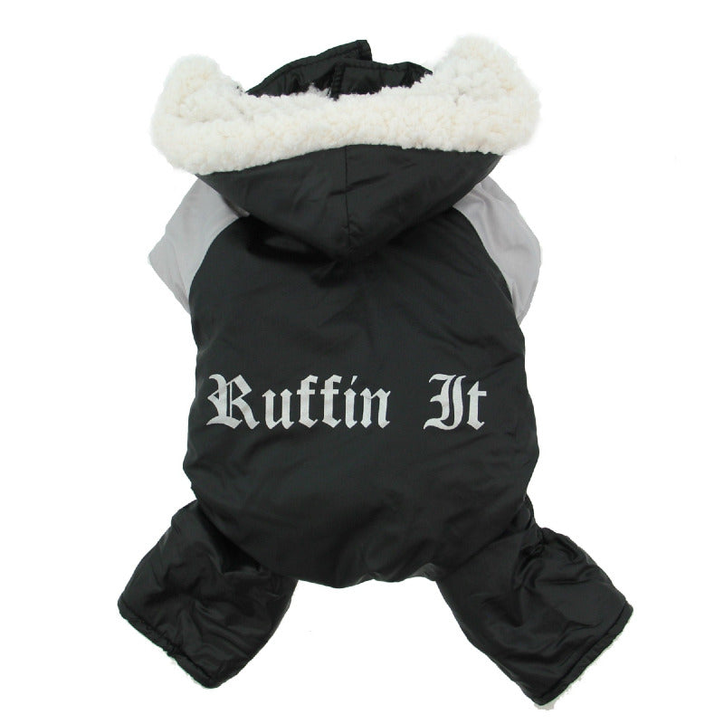 Doggie Design Black and Gray Ruffin It Dog Snowsuit Harness 2099