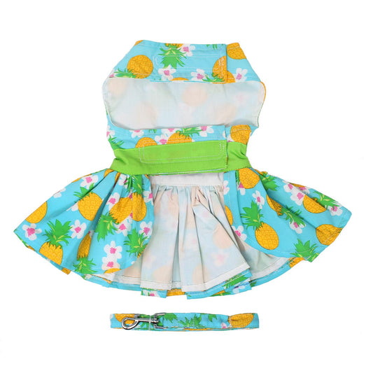 Pineapple Luau Dog Harness Dress with Matching LeashDD# 73384