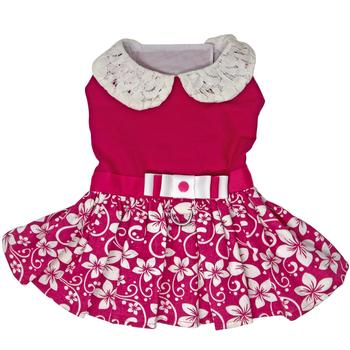 Pink Hibiscus Dog Dress with Matching Leash DD78555