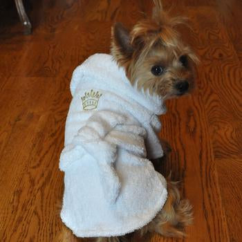 White Gold Crown  Cotton Dog Bathrobe